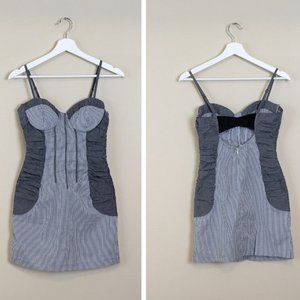 YDE Studio Gray Striped Dress Small